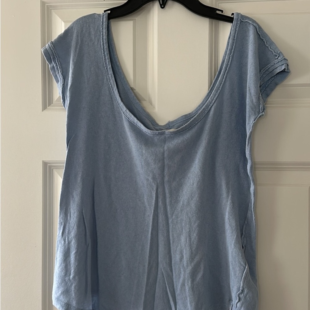 Free People Gray Backless Short Sleeve Tee